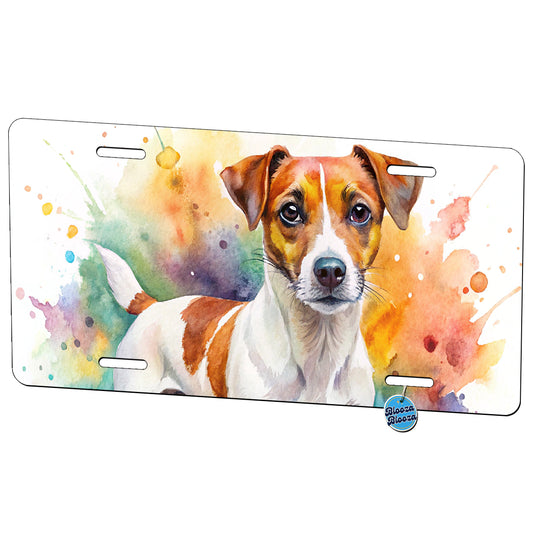 Jack Russell Terrier Dog Watercolor Style Metal Vanity Novelty Tag License Plate for Trucks Cars SUVs