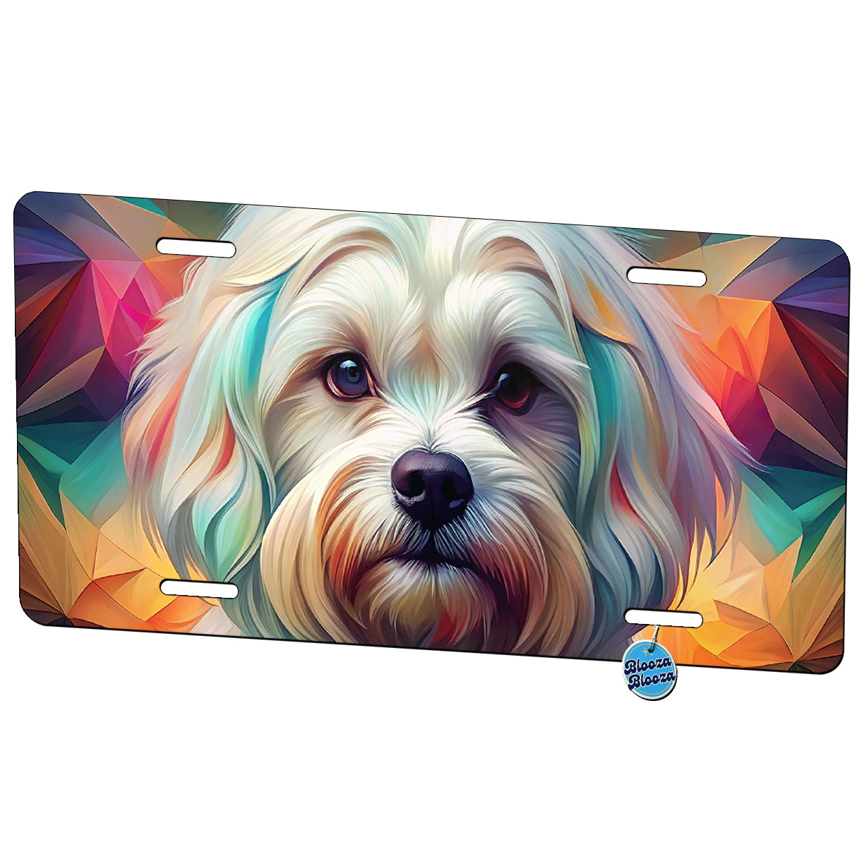 Maltese Dog Abstract Art Metal Vanity Novelty Tag License Plate for Trucks Cars SUVs