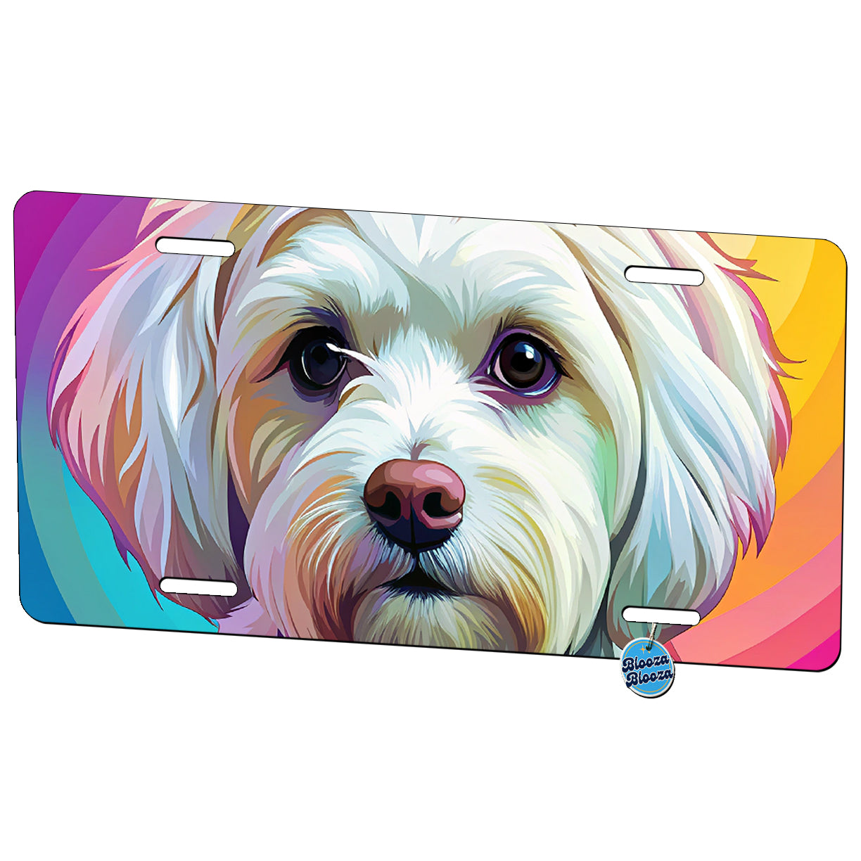 Maltese Dog Pop Art Metal Vanity Novelty Tag License Plate for Trucks Cars SUVs
