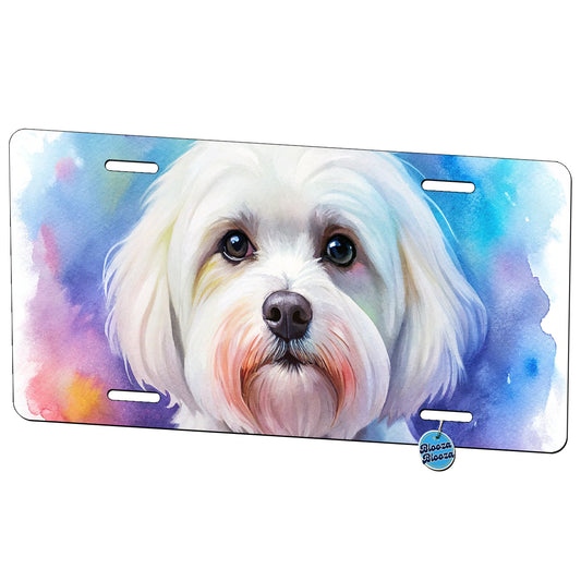 Maltese Dog Watercolor Style Metal Vanity Novelty Tag License Plate for Trucks Cars SUVs