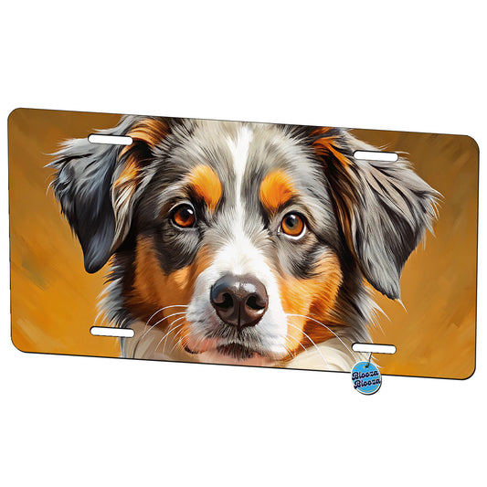Miniature American Shepherd Dog Pop Art Metal Vanity Novelty Tag License Plate for Trucks Cars SUVs