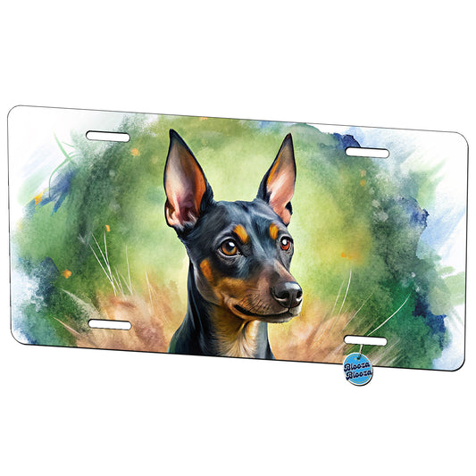 Miniature Pinscher Dog Illustration Metal Vanity Novelty Tag License Plate for Trucks Cars SUVs
