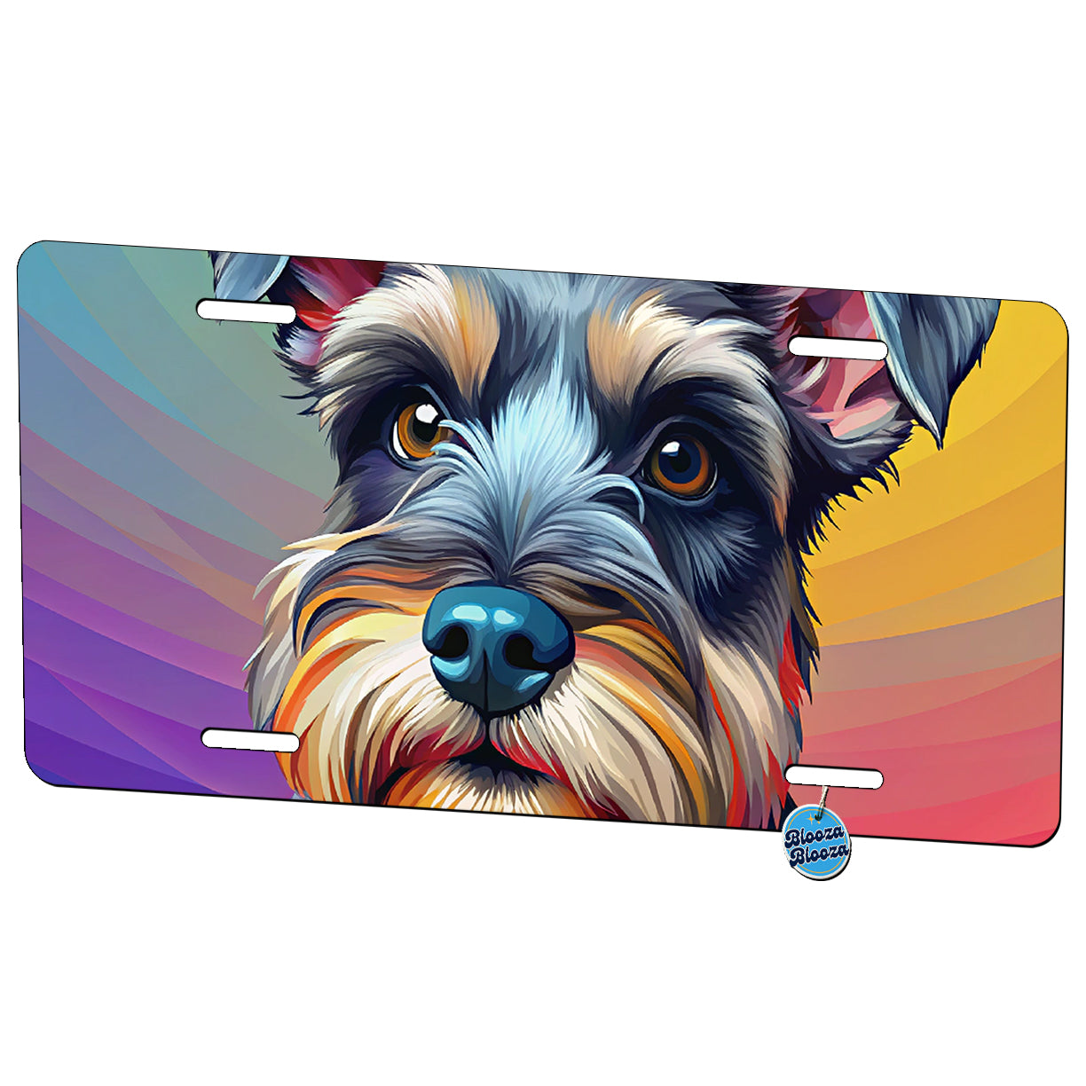 Miniature Schnauzer Dog Pop Art Metal Vanity Novelty Tag License Plate for Trucks Cars SUVs