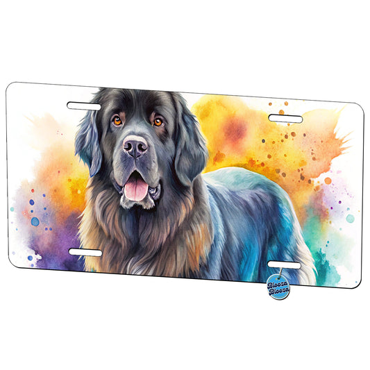 Newfoundland Dog Watercolor Style Metal Vanity Novelty Tag License Plate for Trucks Cars SUVs