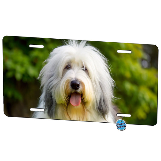 Old English Sheepdog Dog Photo Metal Vanity Novelty Tag License Plate for Trucks Cars SUVs