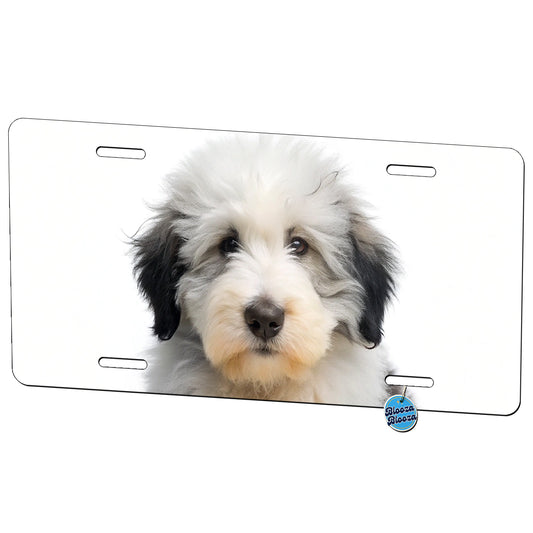 Old English Sheepdog Dog Puppy Photo Metal Vanity Novelty Tag License Plate for Trucks Cars SUVs