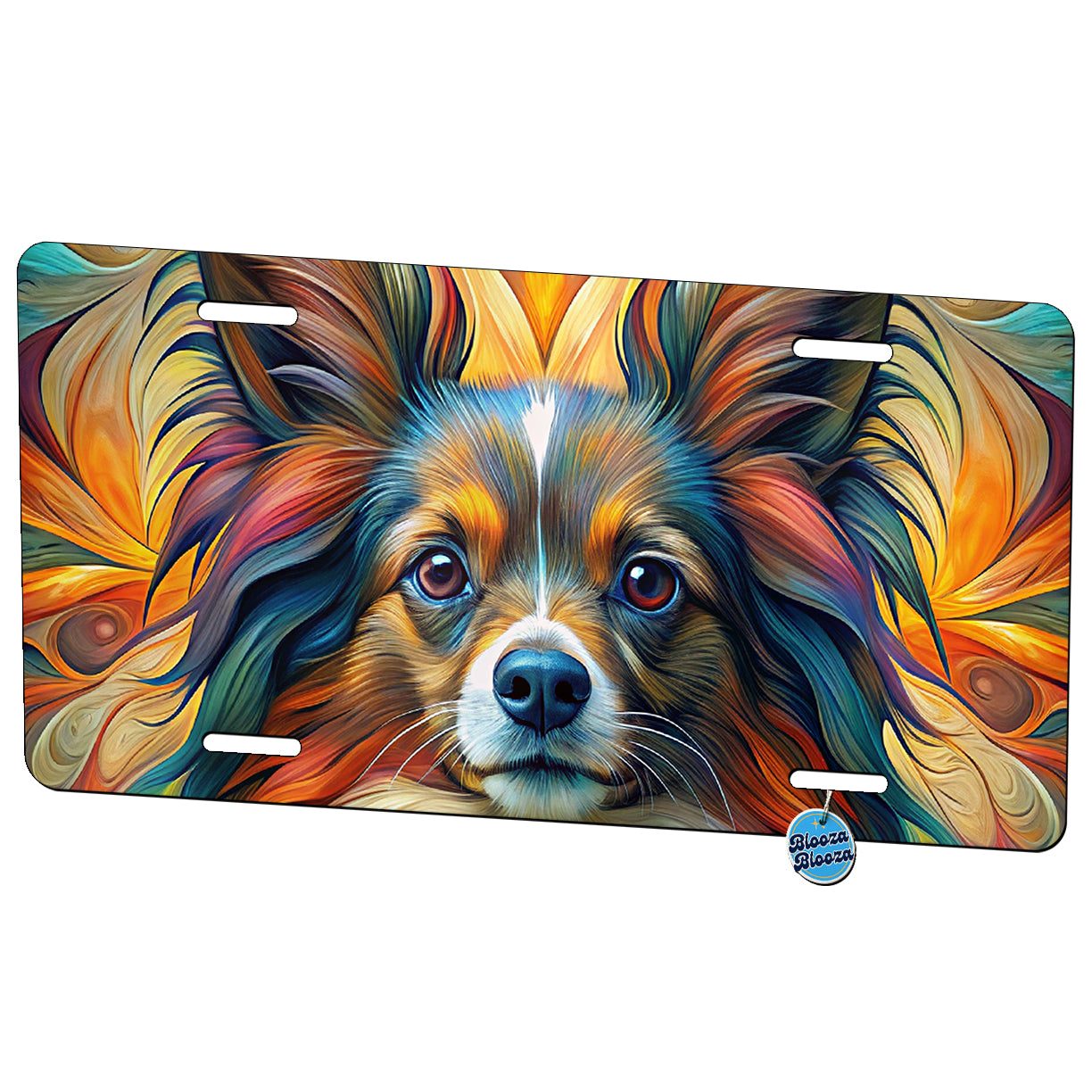 Papillion Dog Abstract Art Metal Vanity Novelty Tag License Plate for Trucks Cars SUVs