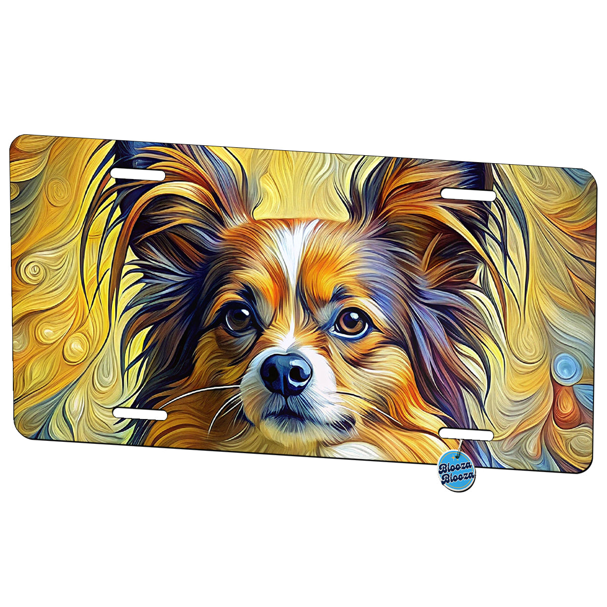 Papillion Dog Expressionism Art Metal Vanity Novelty Tag License Plate for Trucks Cars SUVs