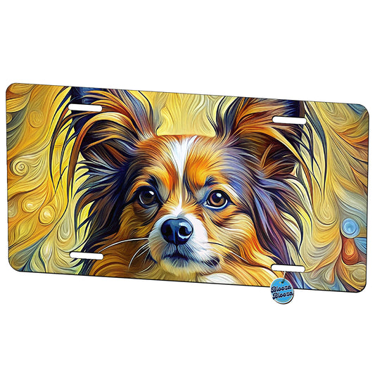 Papillion Dog Expressionism Art Metal Vanity Novelty Tag License Plate for Trucks Cars SUVs