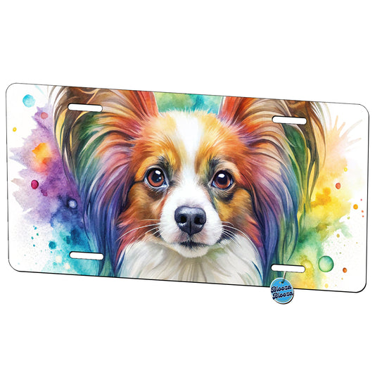 Papillion Dog Watercolor Style Metal Vanity Novelty Tag License Plate for Trucks Cars SUVs