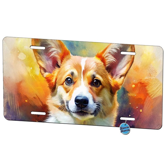 Pembroke Welsh Corgi Dog Expressionism Art Metal Vanity Novelty Tag License Plate for Trucks Cars SUVs
