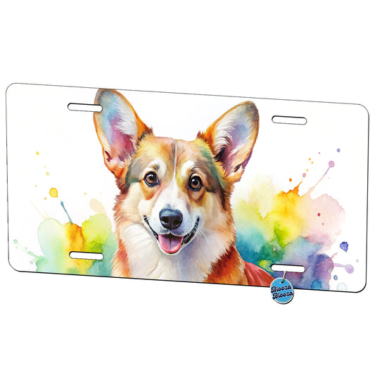 Pembroke Welsh Corgi Dog Watercolor Style Metal Vanity Novelty Tag License Plate for Trucks Cars SUVs
