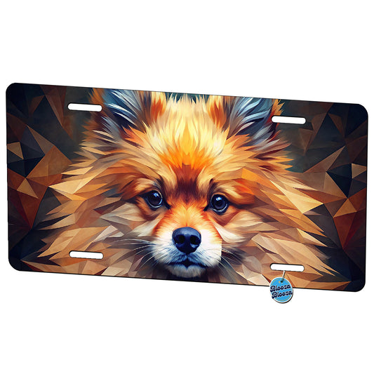 Pomeranian Dog Abstract Art Metal Vanity Novelty Tag License Plate for Trucks Cars SUVs