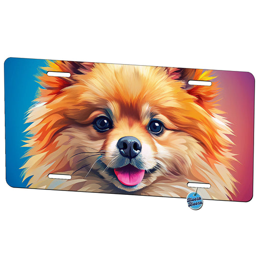 Pomeranian Dog Pop Art Metal Vanity Novelty Tag License Plate for Trucks Cars SUVs
