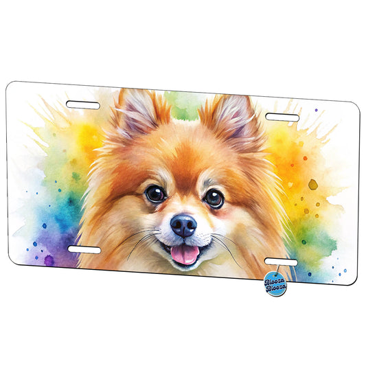 Pomeranian Dog Watercolor Style Metal Vanity Novelty Tag License Plate for Trucks Cars SUVs