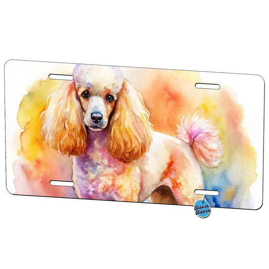 Poodle Dog Watercolor Style Metal Vanity Novelty Tag License Plate for Trucks Cars SUVs