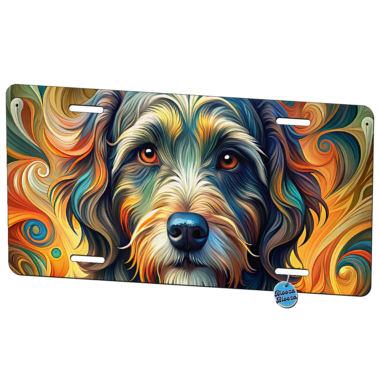 Portuguese Water Dog Abstract Stylized Art Metal Vanity Novelty Tag License Plate for Trucks Cars SUVs