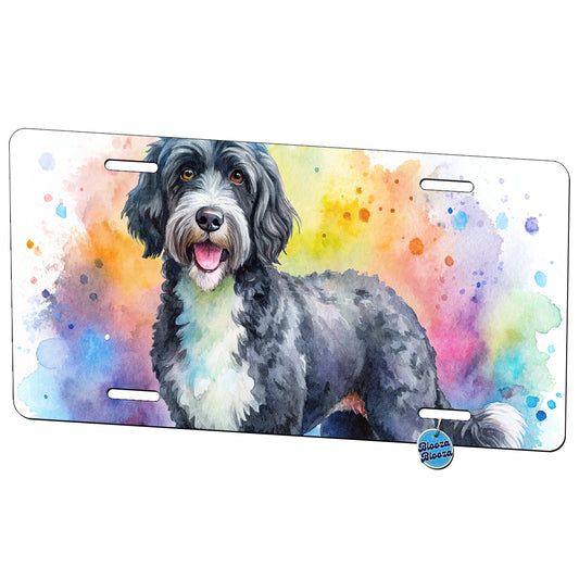 Portuguese Water Dog Watercolor Style Metal Vanity Novelty Tag License Plate for Trucks Cars SUVs