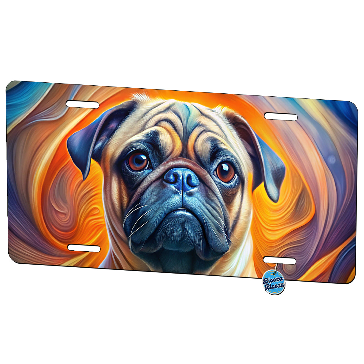 Pug Dog Abstract Art Metal Vanity Novelty Tag License Plate for Trucks Cars SUVs