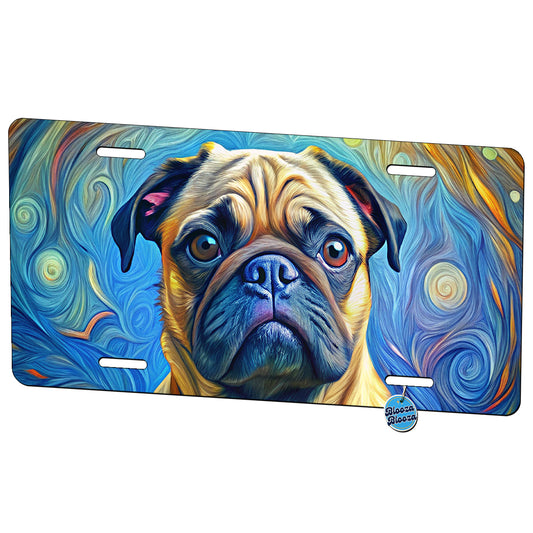 Pug Dog Expressionism Art Metal Vanity Novelty Tag License Plate for Trucks Cars SUVs