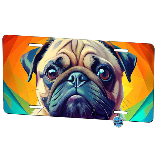 Pug Dog Pop Art Metal Vanity Novelty Tag License Plate for Trucks Cars SUVs