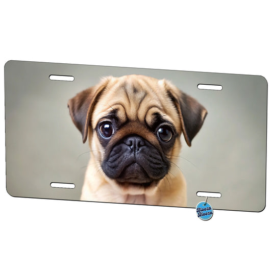 Pug Dog Puppy Photo Metal Vanity Novelty Tag License Plate for Trucks Cars SUVs