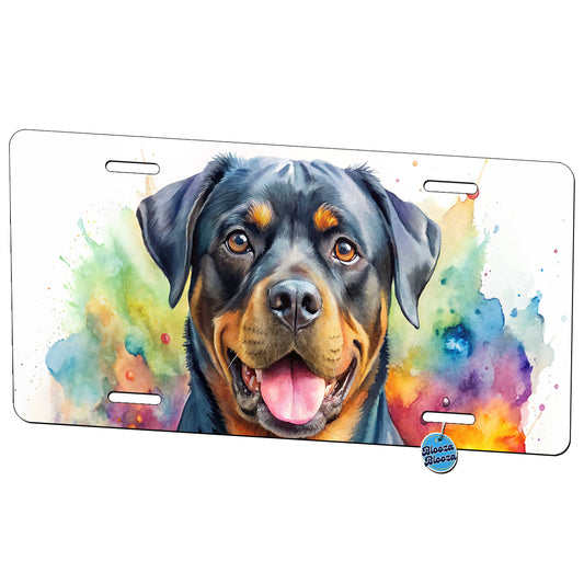 Rottweiler Dog Watercolor Style Metal Vanity Novelty Tag License Plate for Trucks Cars SUVs