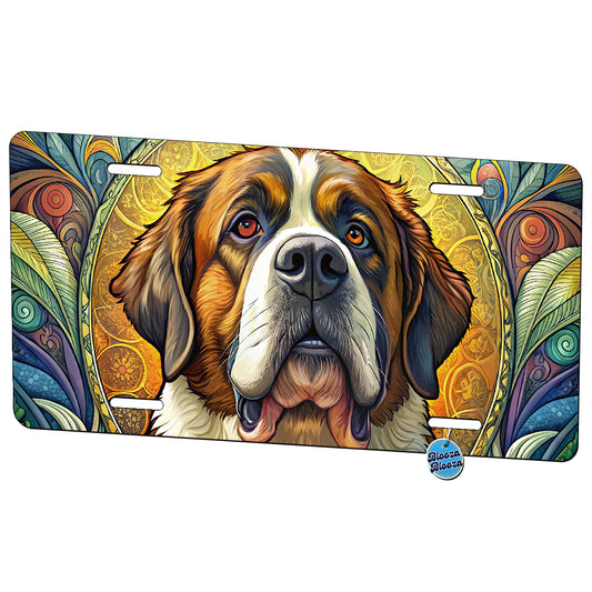 Saint Bernard Dog Art Nouveau Metal Vanity Novelty Tag License Plate for Trucks Cars SUVs