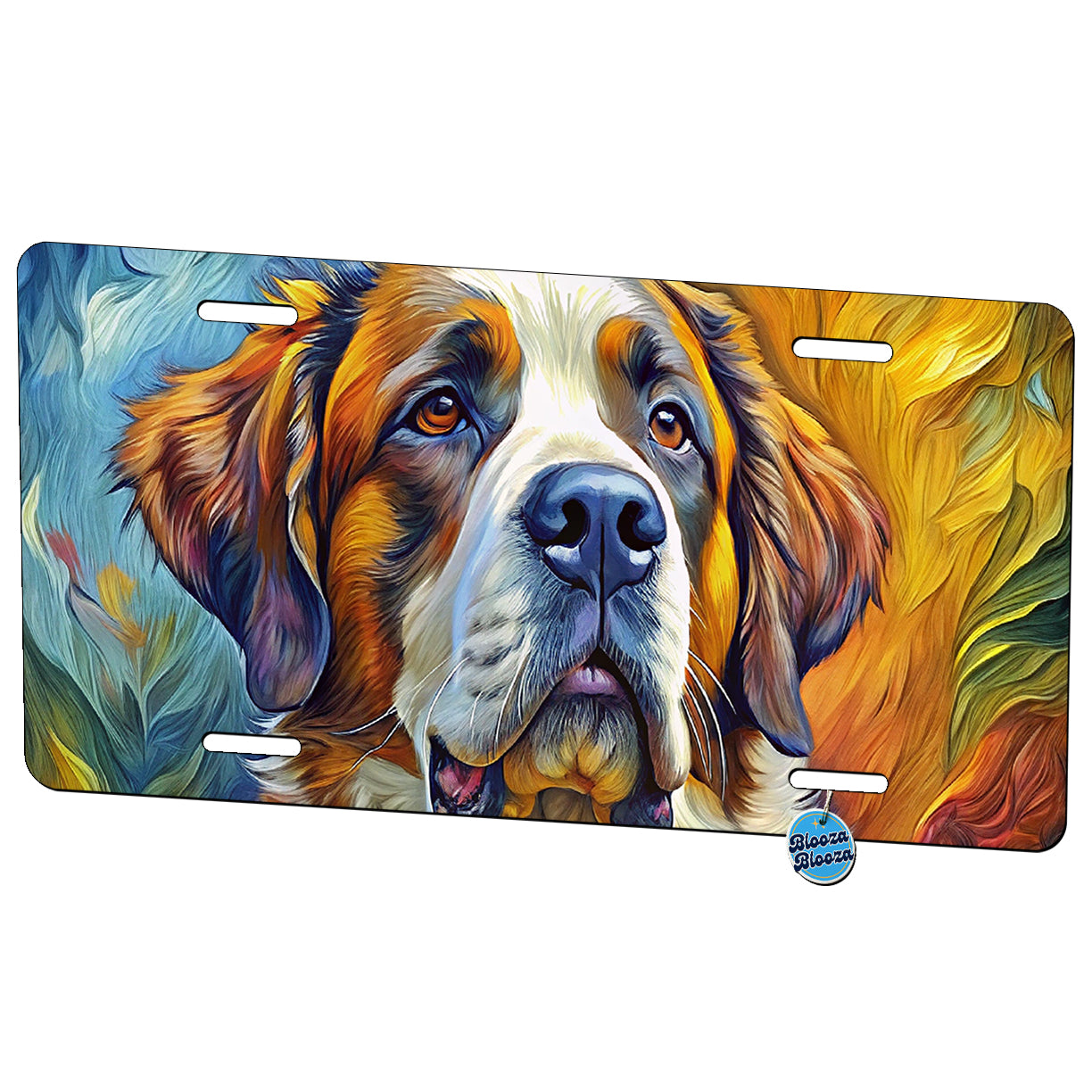 Saint Bernard Dog Expressionism Art Metal Vanity Novelty Tag License Plate for Trucks Cars SUVs
