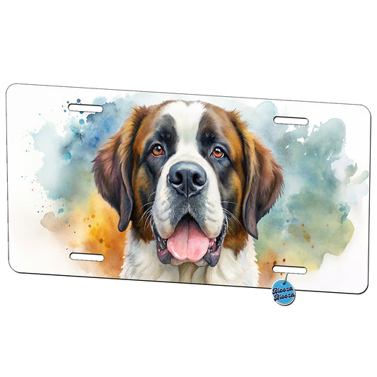 Saint Bernard Dog Watercolor Style Metal Vanity Novelty Tag License Plate for Trucks Cars SUVs