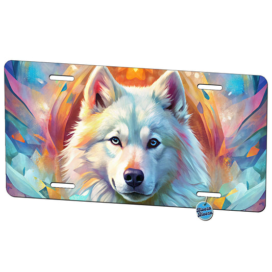 Samoyed Dog Abstract Art Metal Vanity Novelty Tag License Plate for Trucks Cars SUVs