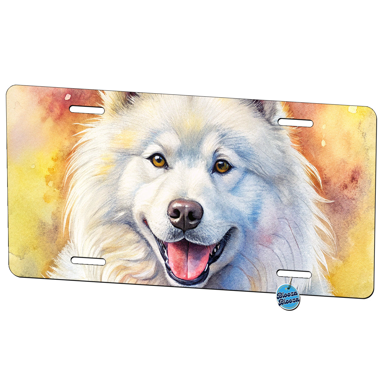 Samoyed Dog Illustration Metal Vanity Novelty Tag License Plate for Trucks Cars SUVs