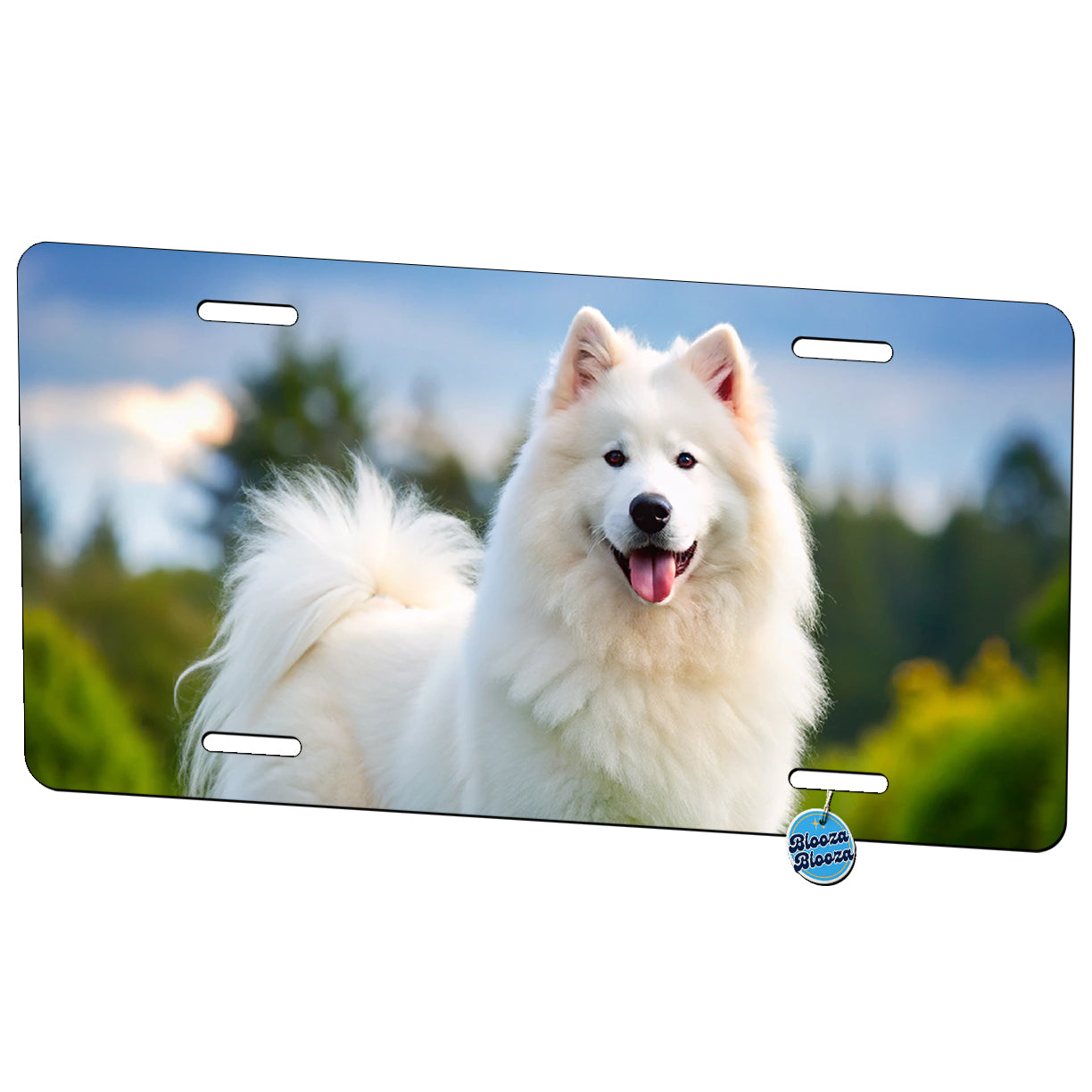 Samoyed Dog Photo Metal Vanity Novelty Tag License Plate for Trucks Cars SUVs