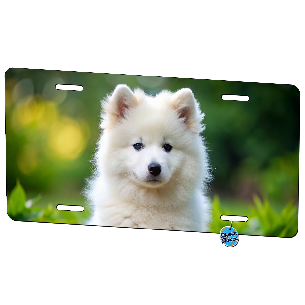 Samoyed Dog Puppy Photo Metal Vanity Novelty Tag License Plate for Trucks Cars SUVs