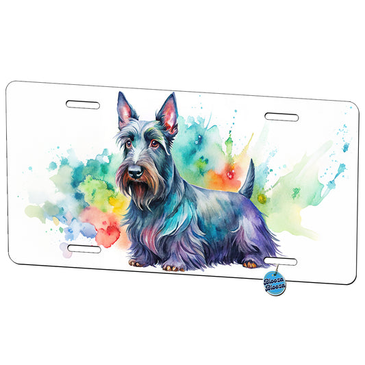 Scottish Terrier Dog Watercolor Style Metal Vanity Novelty Tag License Plate for Trucks Cars SUVs