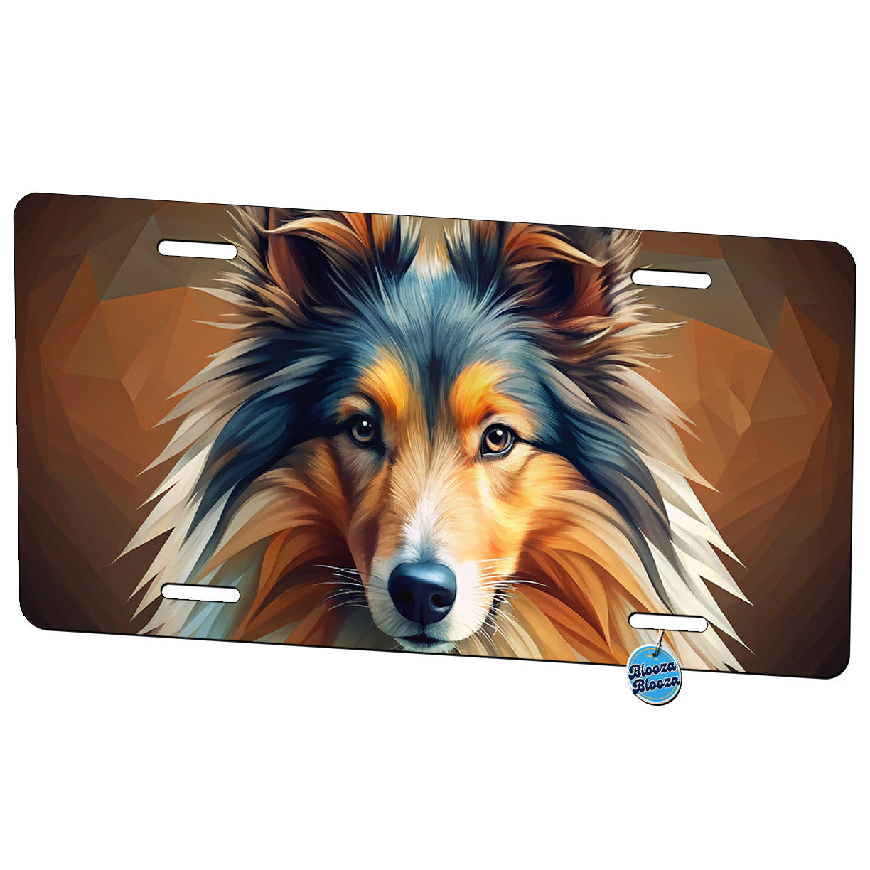 Shetland Sheepdog Sheltie Dog Abstract Stylized Art Metal Vanity Novelty Tag License Plate for Trucks Cars SUVs