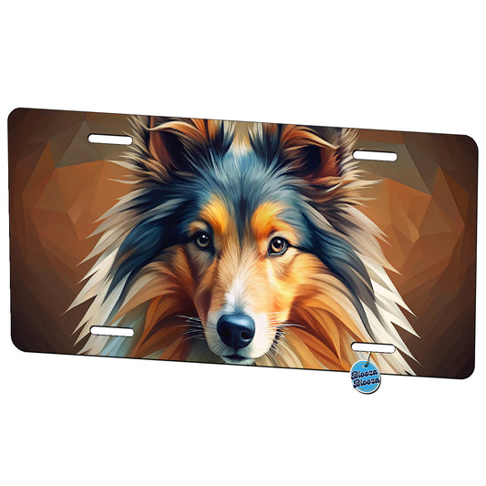 Shetland Sheepdog Sheltie Dog Abstract Stylized Art Metal Vanity Novelty Tag License Plate for Trucks Cars SUVs