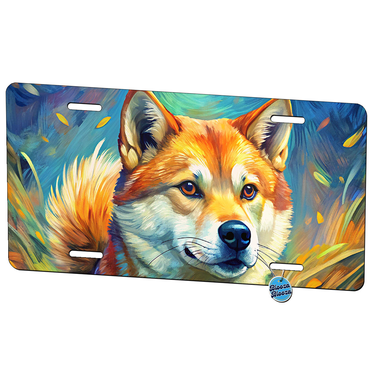 Shiba Inu Dog Expressionism Art Metal Vanity Novelty Tag License Plate for Trucks Cars SUVs