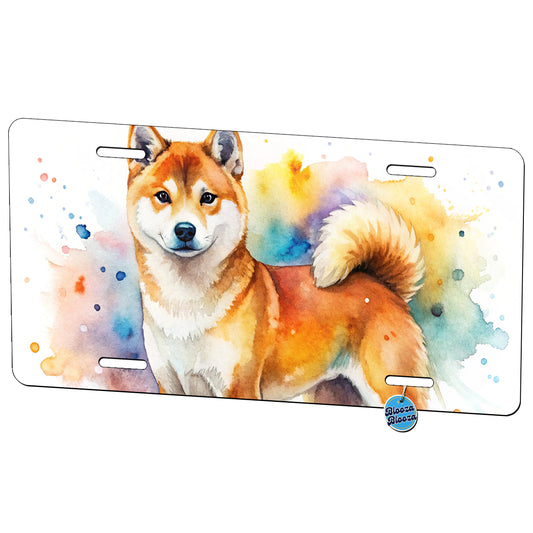 Shiba Inu Dog Watercolor Style Metal Vanity Novelty Tag License Plate for Trucks Cars SUVs