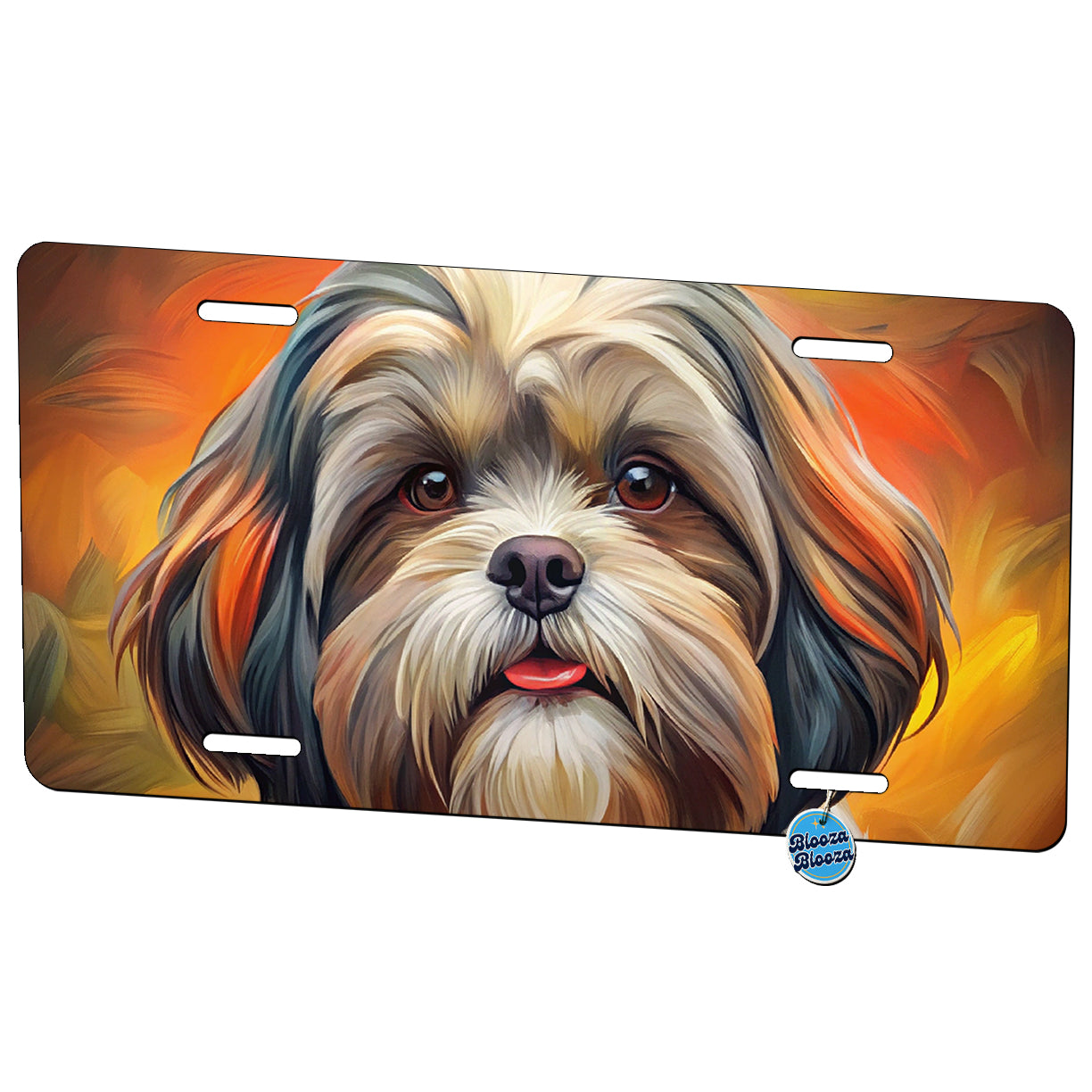 Shih Tzu Dog Expressionism Art Metal Vanity Novelty Tag License Plate for Trucks Cars SUVs