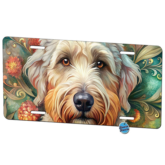 Soft Coated Wheaten Terrier Dog Bohemian Art Metal Vanity Novelty Tag License Plate for Trucks Cars SUVs