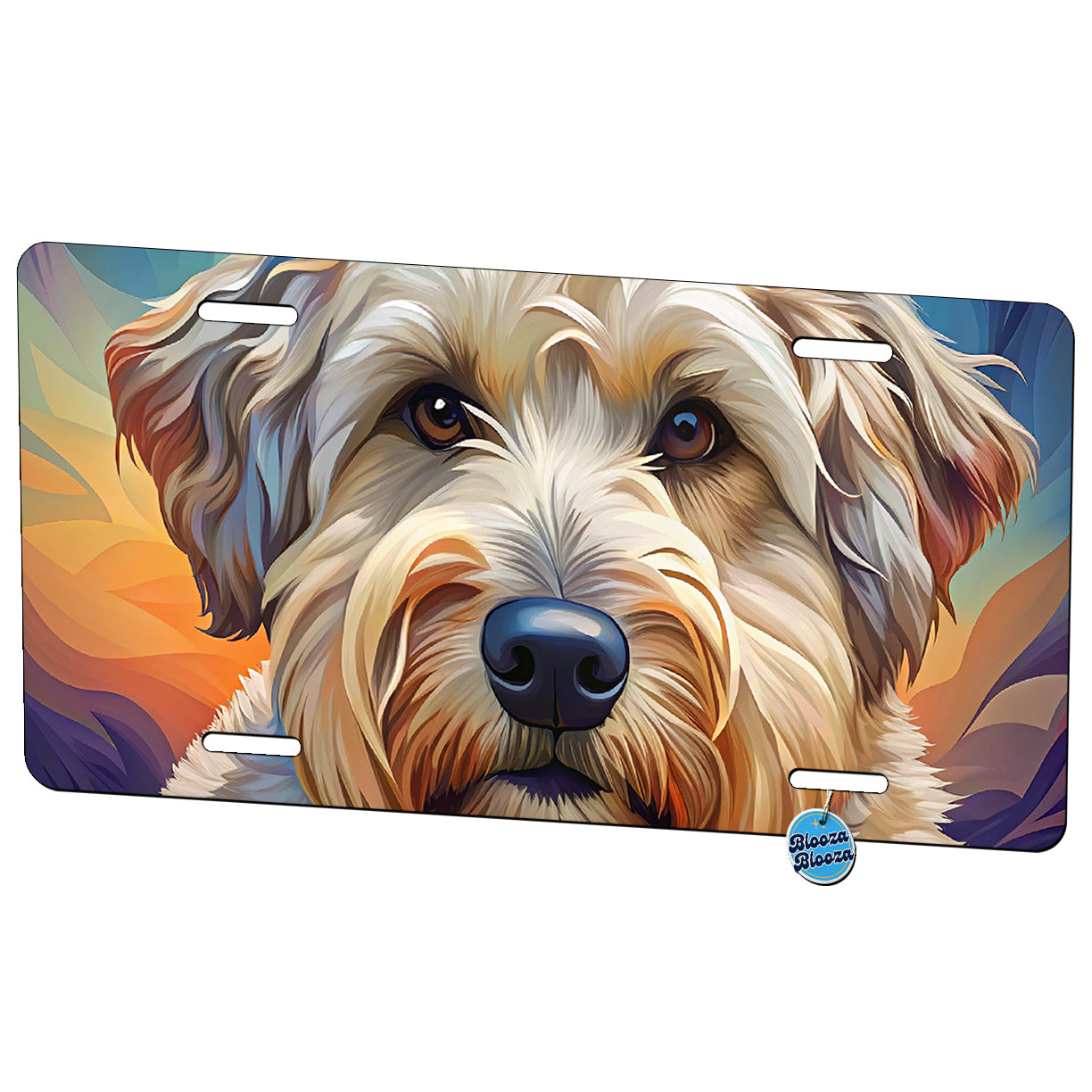 Soft Coated Wheaten Terrier Dog Pop Art Metal Vanity Novelty Tag License Plate for Trucks Cars SUVs
