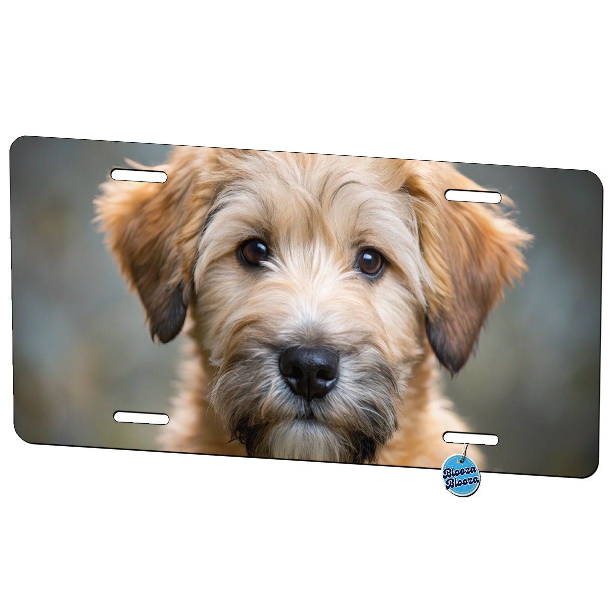 Soft Coated Wheaten Terrier Dog Puppy Photo Metal Vanity Novelty Tag License Plate for Trucks Cars SUVs