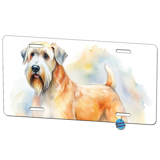 Soft Coated Wheaten Terrier Dog Watercolor Style Metal Vanity Novelty Tag License Plate for Trucks Cars SUVs