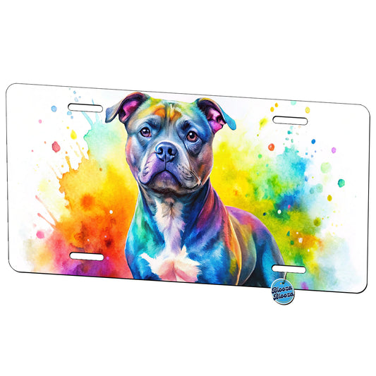 Staffordshire Bull Terrier Staffy Dog Watercolor Style Metal Vanity Novelty Tag License Plate for Trucks Cars SUVs