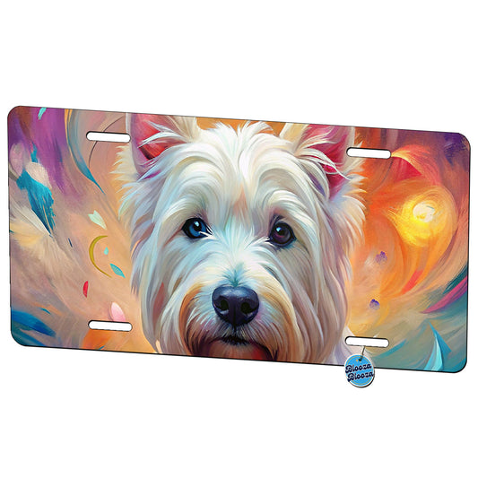 West Highland White Terrier Westie Dog Abstract Art Metal Vanity Novelty Tag License Plate for Trucks Cars SUVs