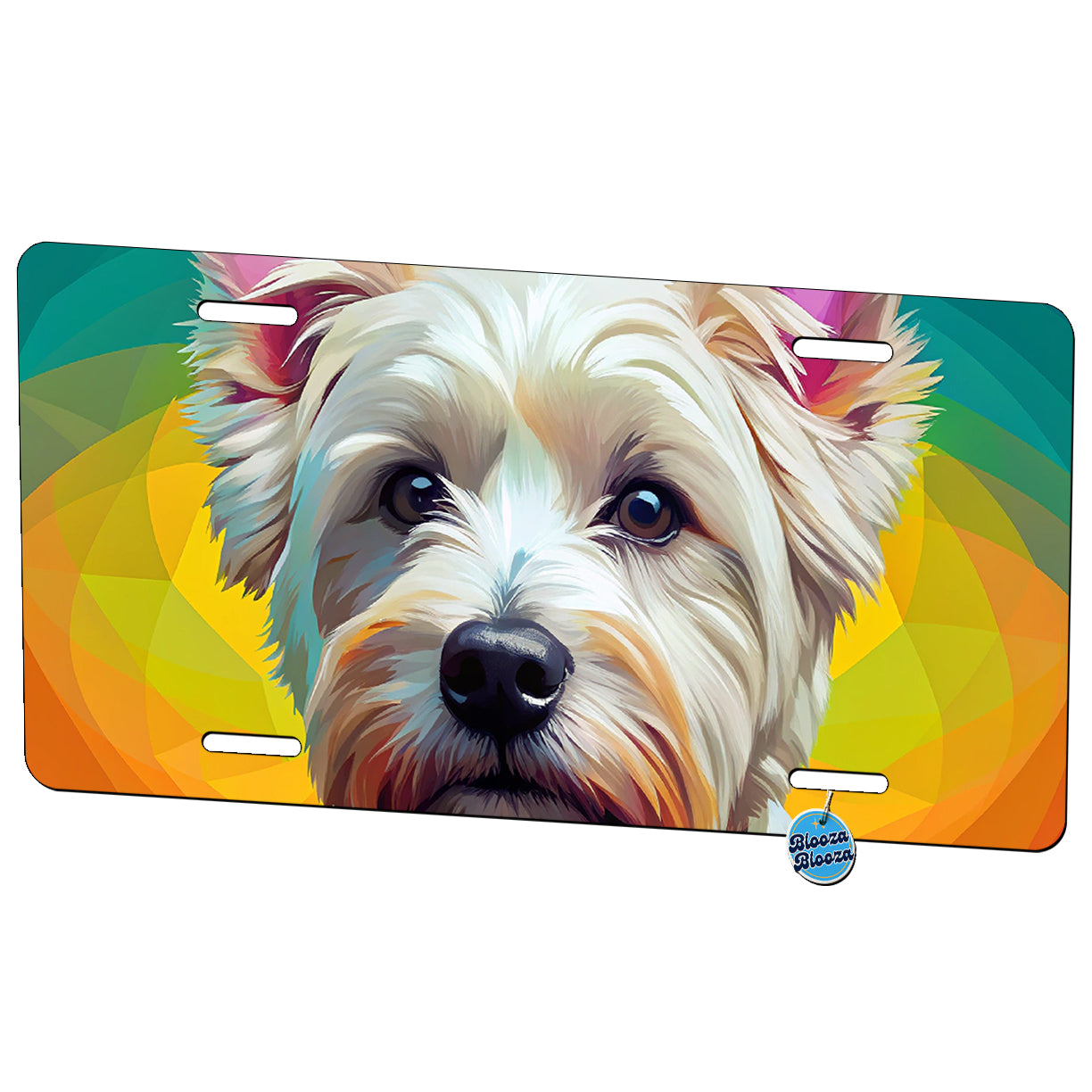 West Highland White Terrier Westie Dog Pop Art Metal Vanity Novelty Tag License Plate for Trucks Cars SUVs