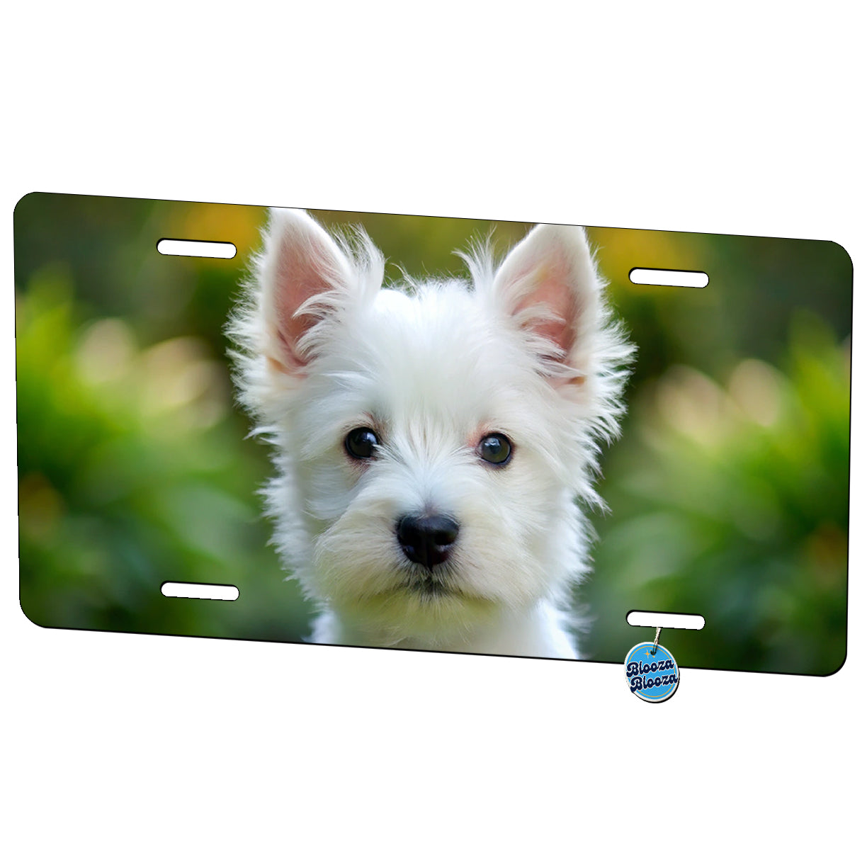 West Highland White Terrier Westie Dog Puppy Photo Metal Vanity Novelty Tag License Plate for Trucks Cars SUVs