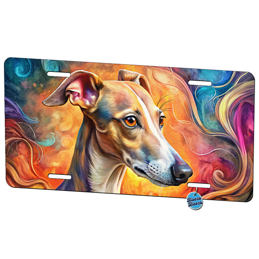 Whippet Dog Abstract Art Metal Vanity Novelty Tag License Plate for Trucks Cars SUVs