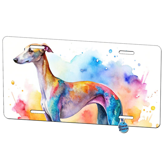 Whippet Dog Watercolor Style Metal Vanity Novelty Tag License Plate for Trucks Cars SUVs